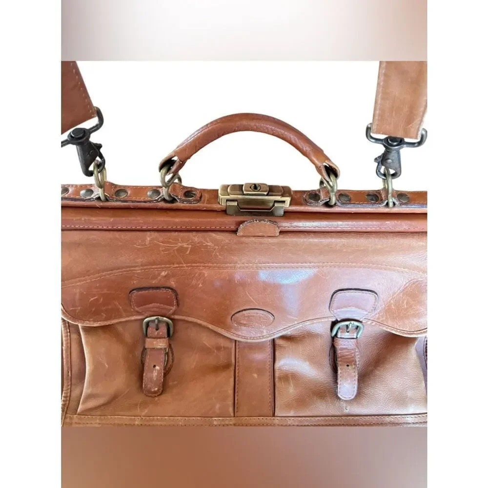 Vintage Dilana Brown Leather Satchel Messenger Bag
